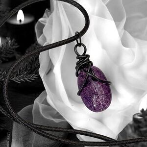 5 For $25💫Amethyst Crackled Glass Quartz Pendant